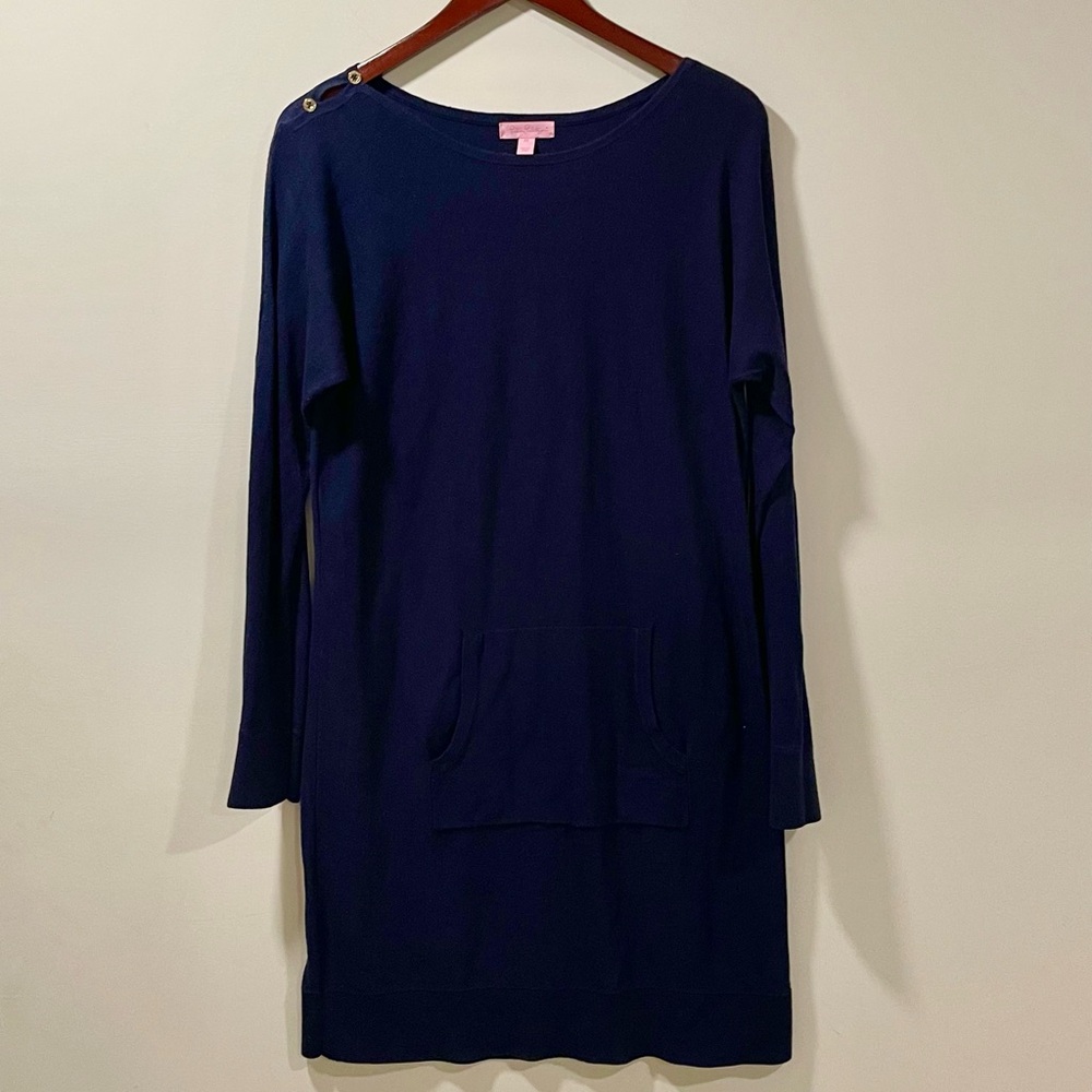 Lilly Pulitzer Jupiter Navy Sweater Dress Soft Knit Medium